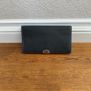 Coach Black Leather Dreamer Wallet with Gold Accent Half-Moon Closure